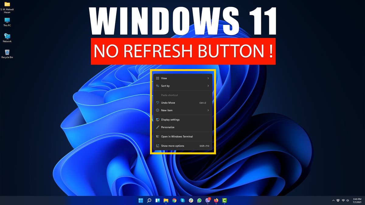 TechBallBD's tweet image. No Refresh Button on Windows 11! - How to Refresh Windows 11? - TechBall

youtu.be/JJ3-TuVfGpw

#Windows11_Refresh_Button #Windows11 #shorts

Follow Us:
Facebook: facebook.com/TechBallOffici…
Twitter: 
YouTube: youtube.com/c/TechBallOffi…