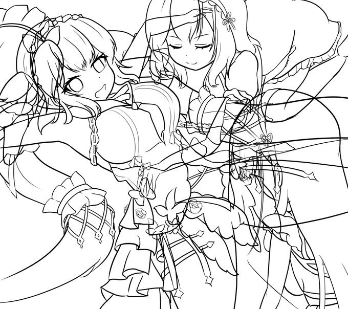 「3人に勝てるわけないでしょう?」
「馬鹿を言わないであなた、わたくしは勝ちますわよあなた」

あーあもう(線画)めちゃくちゃだよ 