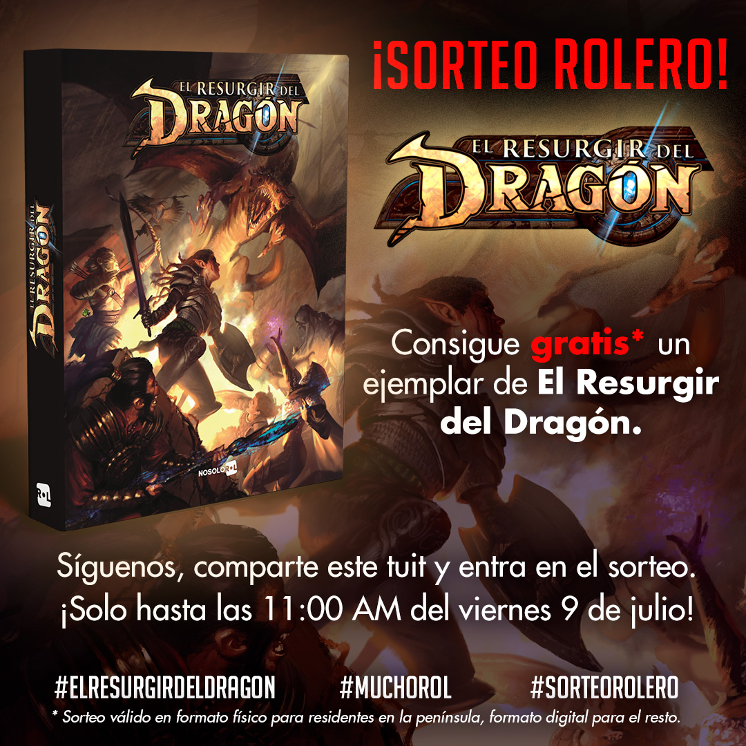 🐉 En tus aventuras encontrarás dragones…

Participa y gana tu juego, El Resurgir del Dragón, siguiéndonos en twitter y haciendo RT a esta publicación. ¡Hasta el viernes 9 de julio! 

#MuchoRol #SorteoRolero