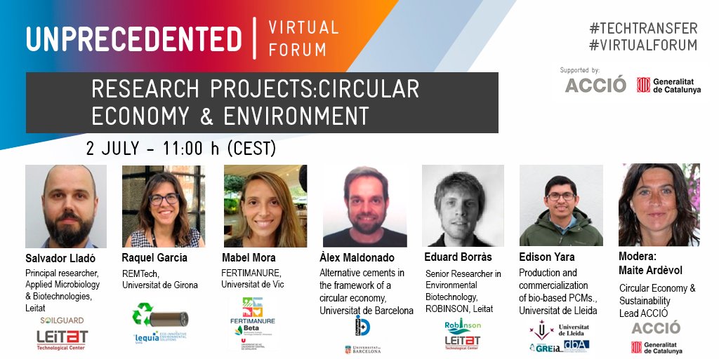 expoquimia's tweet photo. ⏳ Just 1h to go!
"European Project presentations: Circular Economy & Sustainability" ⏰ 11:00h
▶https://t.co/xGszPfDj9s
@Leitat @univgirona @UdL_info @uvic_ucc @fertimanure @UniBarcelona @accio_cat
#unprecedented #TechTransferForum https://t.co/WEPHpkZgxh