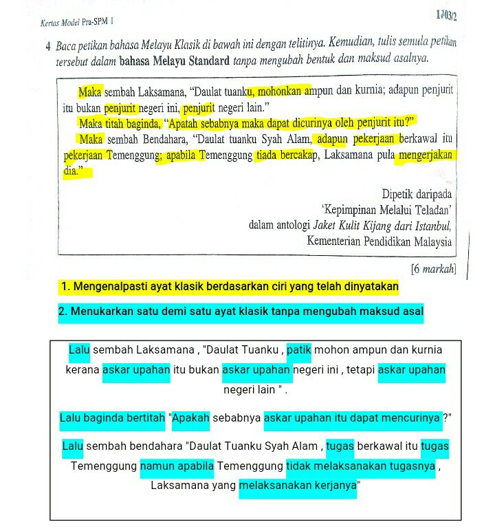 Contoh-contoh penukaran bahasa Melayu