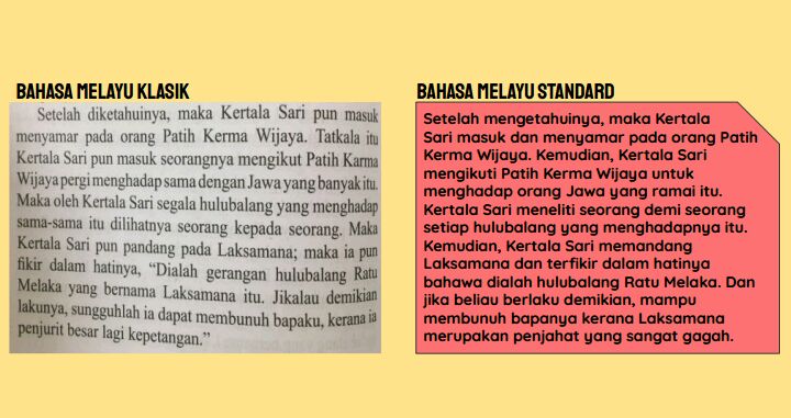 Klasik bahasa standard melayu ke bahasa melayu Contoh Bahasa