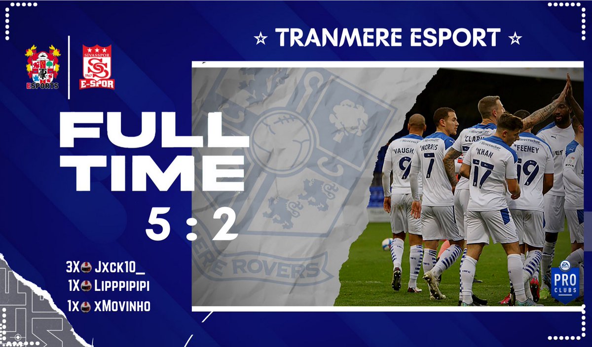 TRFCesports's tweet photo. Results GD2: 

🆚 @FTFCeSports 
1-0 ✅
@IKunAguero10I ⚽️ x1

🆚 @S5Elite 
3-0 ✅
@ps4_cursedyou ⚽️ x2
@IKunAguero10I ⚽️ x1 

🆚 Hajduk
1-0 ✅
@Jxck10_ ⚽️ x1 

🆚 @SivassporEspor 
5-2 ✅
@Jxck10_  ⚽️ x3 
@imLippi ⚽️ x1 
@xMovinho_ ⚽️ x1 

Perfect night from the lads 4/4 #SWA #TRFC https://t.co/XT980ukocW
