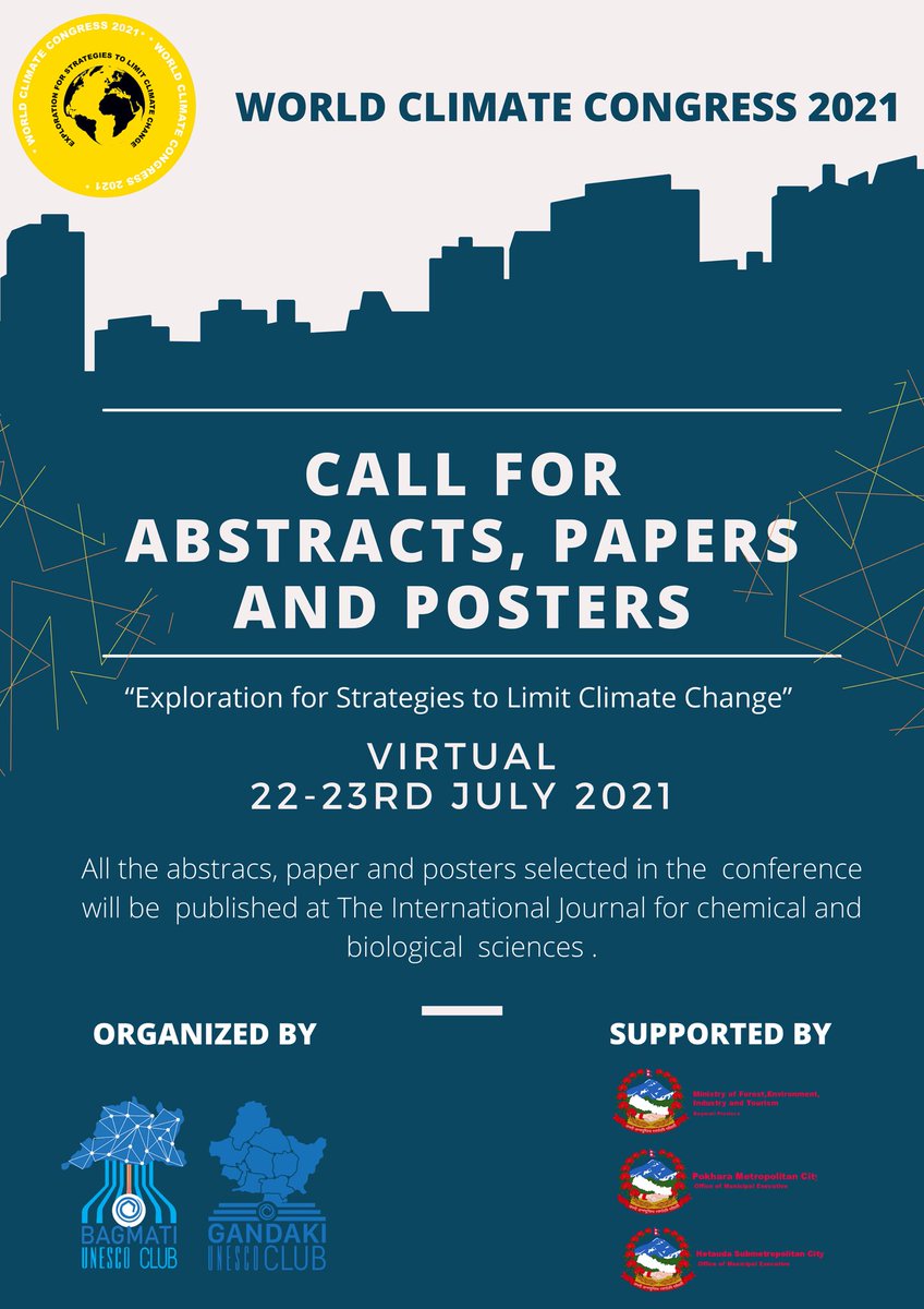 BaniyaNishchal's tweet photo. Submit Now: 
https://t.co/cRpG0ep1sm

#BagmatiUNESCOClub #WorldClimateCongress2021 #scientific #conference #Nepal https://t.co/RLtflMI2AA