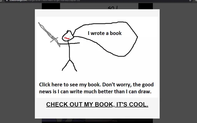these ads in manga websites, i won't read but the cute doodle is tempting me and the sword is cutetifyingly threatening 