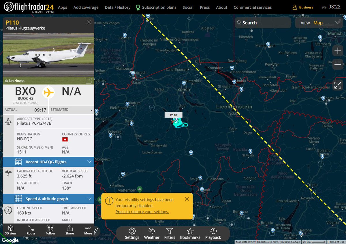 Radar_Assistant's tweet image. MULTI FR24 CIRCLING ALERT : At time Fri Jul  2 09:17:34 2021 #P110 was likely to be circling at FL110 21nm from WIL Willisau_VOR-DME_CH
 near Schürmatt, Stansstad, Nidwalden, 6362, Schweiz/Sui #AvGeek #ADSB flightradar24.com/P110/28424028