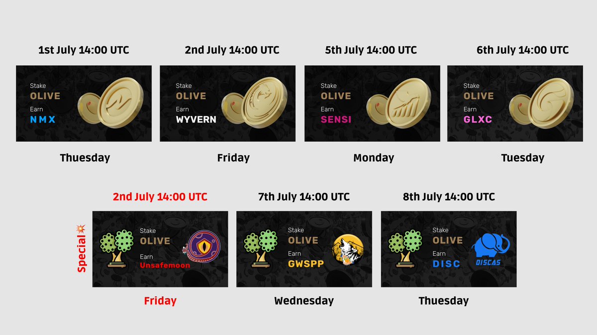 OliveCashBsc's tweet photo. July started with a huge number of new pools!
For everyone who wants to try OliveCash, we offer free Olives.
1) Follow @OliveCashBsc
2) Retweet + tag 3 friends + your wallet
3) Join https://t.co/axmF61Qesb
🧐When?
July 5th 13:00 UTC, 1000 Olives between everyone who participate https://t.co/dXLUj43MBp
