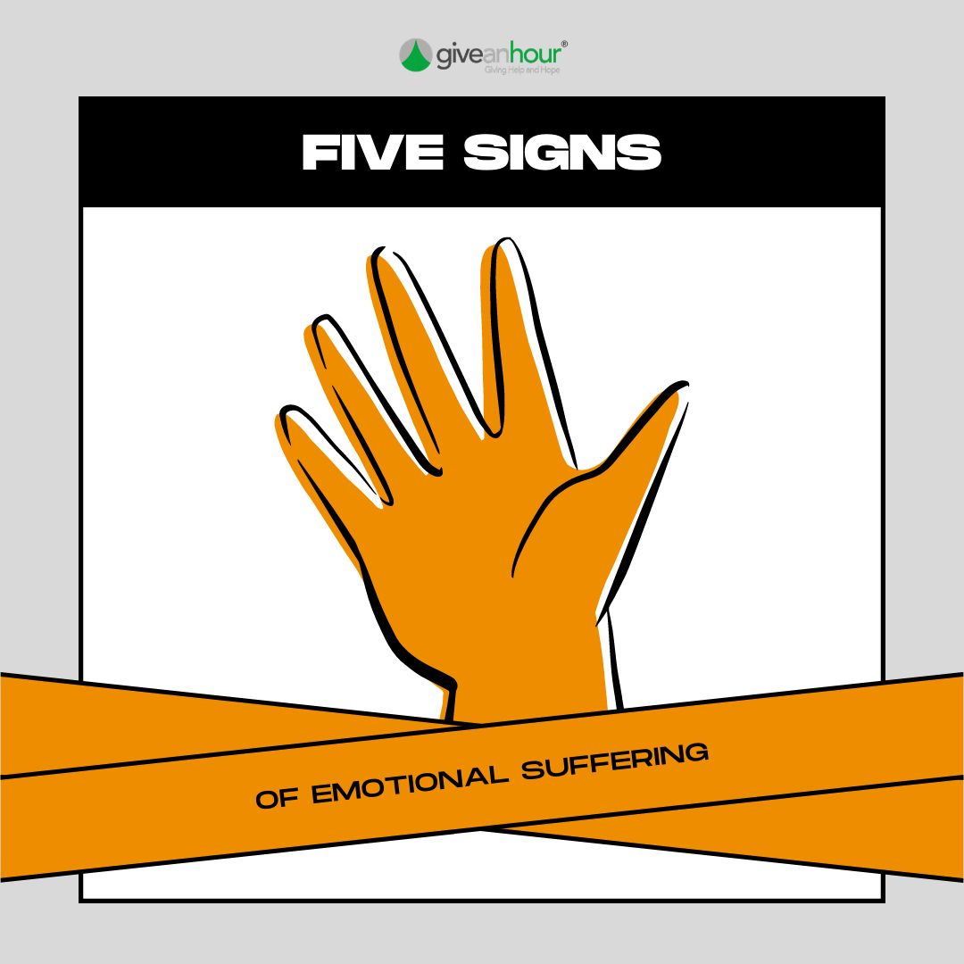giveanhour's tweet photo. Knowing and sharing the Five Signs of Emotional Suffering can save lives.

Learn the Signs: https://t.co/L8w6DVsMMr

#changedirection #fivesigns #hopeless #hope #help #IKnowtheFiveSigns #mentalhealth #mentalhealthawareness #suicideprevention #stigma https://t.co/kYOeafYUqn
