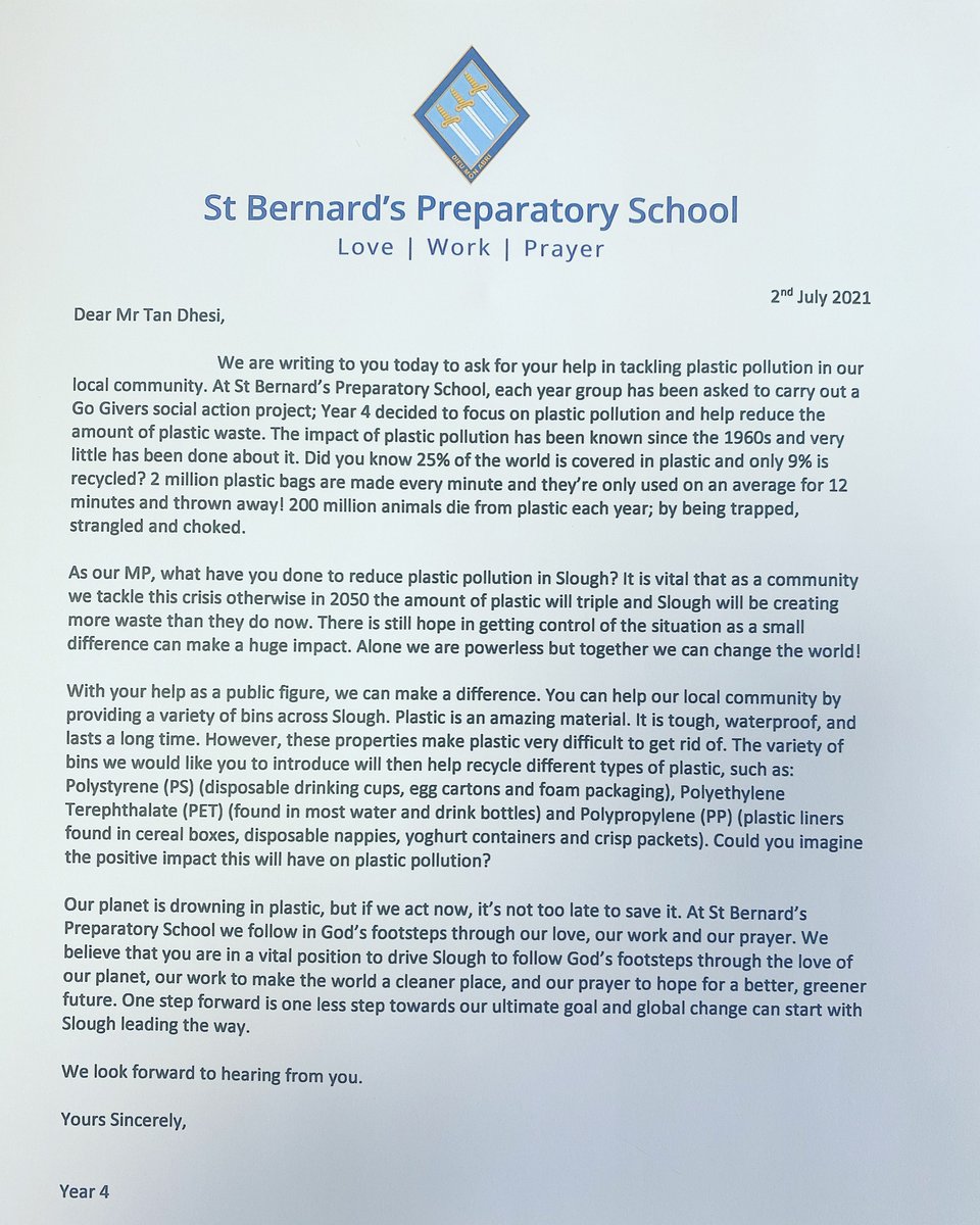 StBernardsPrep's tweet photo. Our Year 4s have written to local MP @TanDhesi  for our Go Givers initiative 

#tandhesi #localmp #gogivers #stbernardsprep #tandhesi https://t.co/DIXUK1dsyr