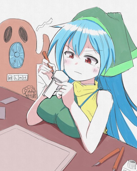 暑い時期の模型作りは大変な袿姫さま #深夜の真剣お絵描き60分一本勝負 