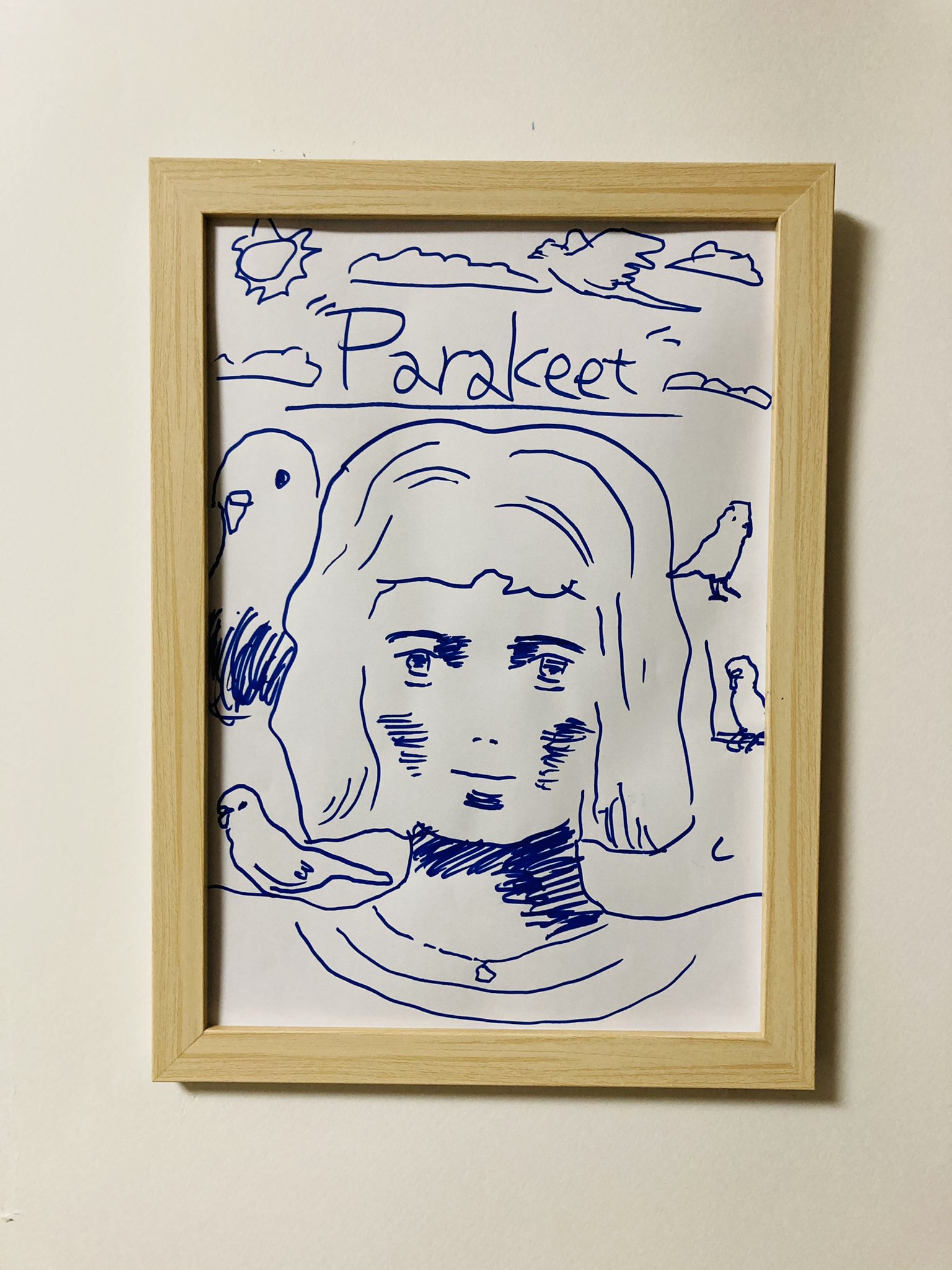 Lioncider 無題 Untitled Illustration Drawing Untitled Face Hair Blue Line Person Image Art Colorful Acrylicpaint Picture Painting Artwork Illustrator イラスト アート アクリルガッシュ 絵の具 ドローイング 絵