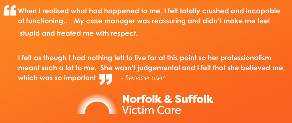 nsvictimcare's tweet photo. Here's something to help you get that #FridayFeeling. Some words from a service user on their experience of support from us.
We feel it's so important to treat every service user as an individual, with the respect they deserve π: https://t.co/PbNarwrpL4
#NSVC #YouAreNotAlone https://t.co/f5EQSWFYb6
