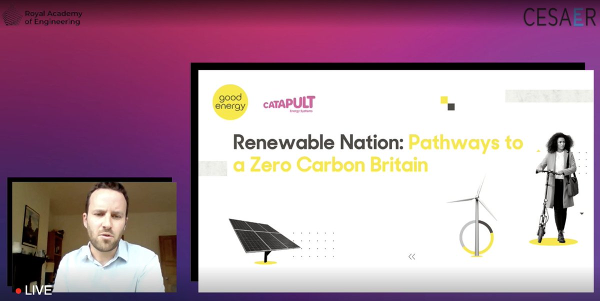 CESAER_SnT's tweet photo. Adam Wentworth (@GoodEnergy) shared insights from a report on ‘pathways to a zero carbon Britain’.
The final scenario is led by consumers, with very high levels of renewables and storage.
#KeyTech21 https://t.co/NyCdwwcDzd