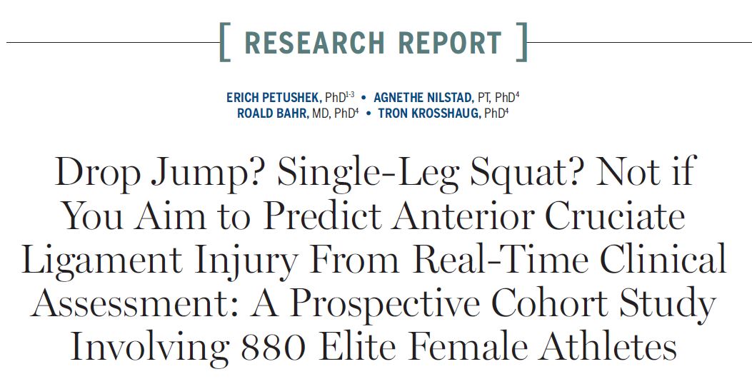 JOSPT's tweet image. Can we predict the risk of #ACL injuries using drop jump or single leg squat performance 🤔

Don't bet on it...

Our latest #ReadForCredit article from some fantastic authors explains all 👉 ow.ly/LANj50FkqTh

Read, and then grab your #EducationCredits

#yourJOSPT