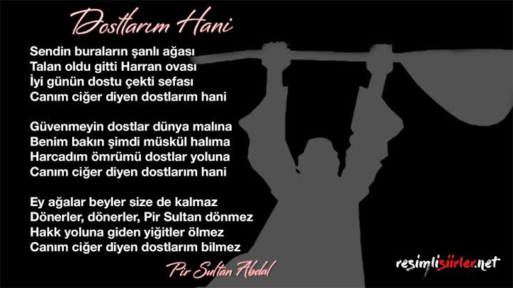 "İncinsen de İncitme"
Başımıza ne geldiyse bu anlayış yüzündendir. Yeni bir yol açmak gerekiyor.. O yol Pir Sultan Abdal'ın yolu..
#unutMADIMAKlımda