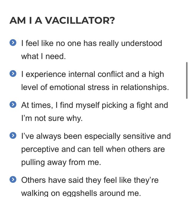 1 pic. My therapist kills my soul with honesty sometimes. 
I learned that I am “vacillator” and that