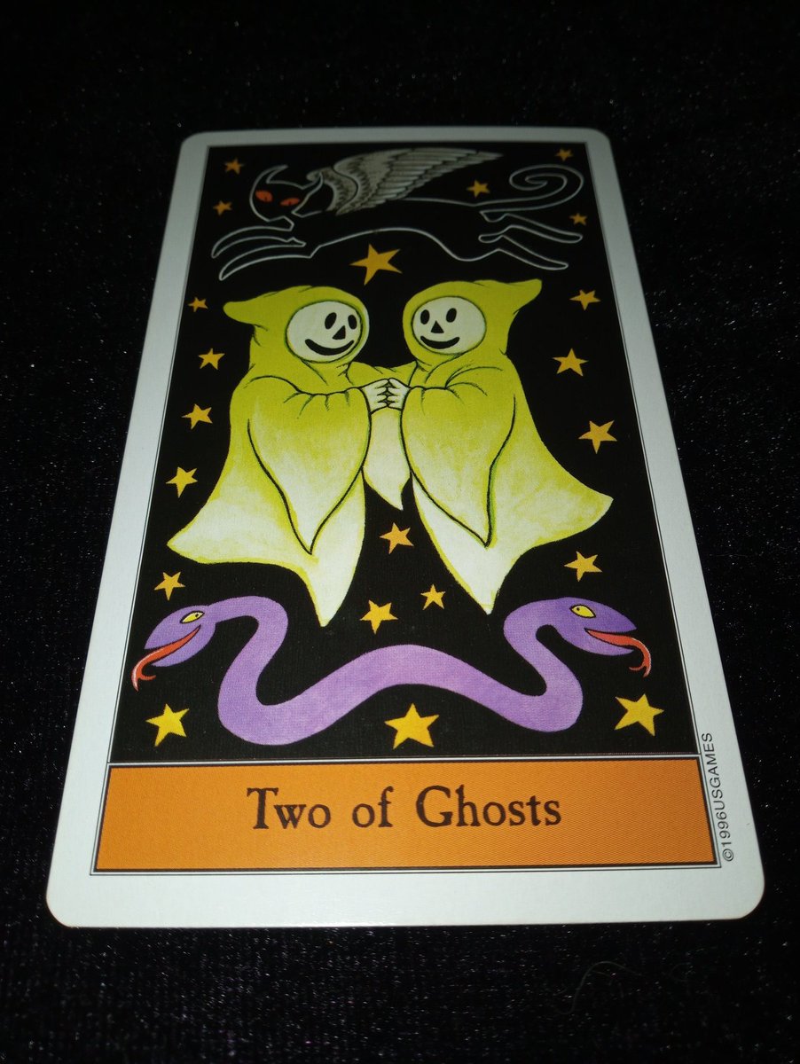 Follow the black cat.
Halloween Tarot Deck.
Two of Ghosts
Time to improve personal relationships; friendship/love/lustful. All need to have a raise to a more positive relationship.
#personalrelationship #friendship #love #lustful