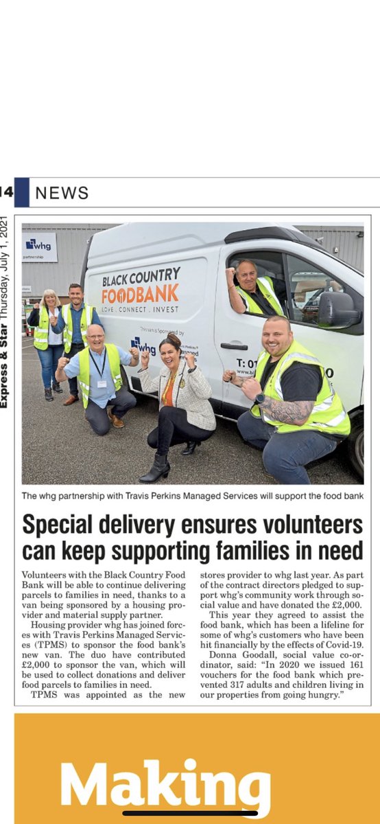 Great to see our work with <a href="/TPMgdServices/">TP Managed Services</a> to sponsor a <a href="/bcfoodbank/">blackcountryfoodbank</a> van appear in the <a href="/ExpressandStar/">Express & Star</a>