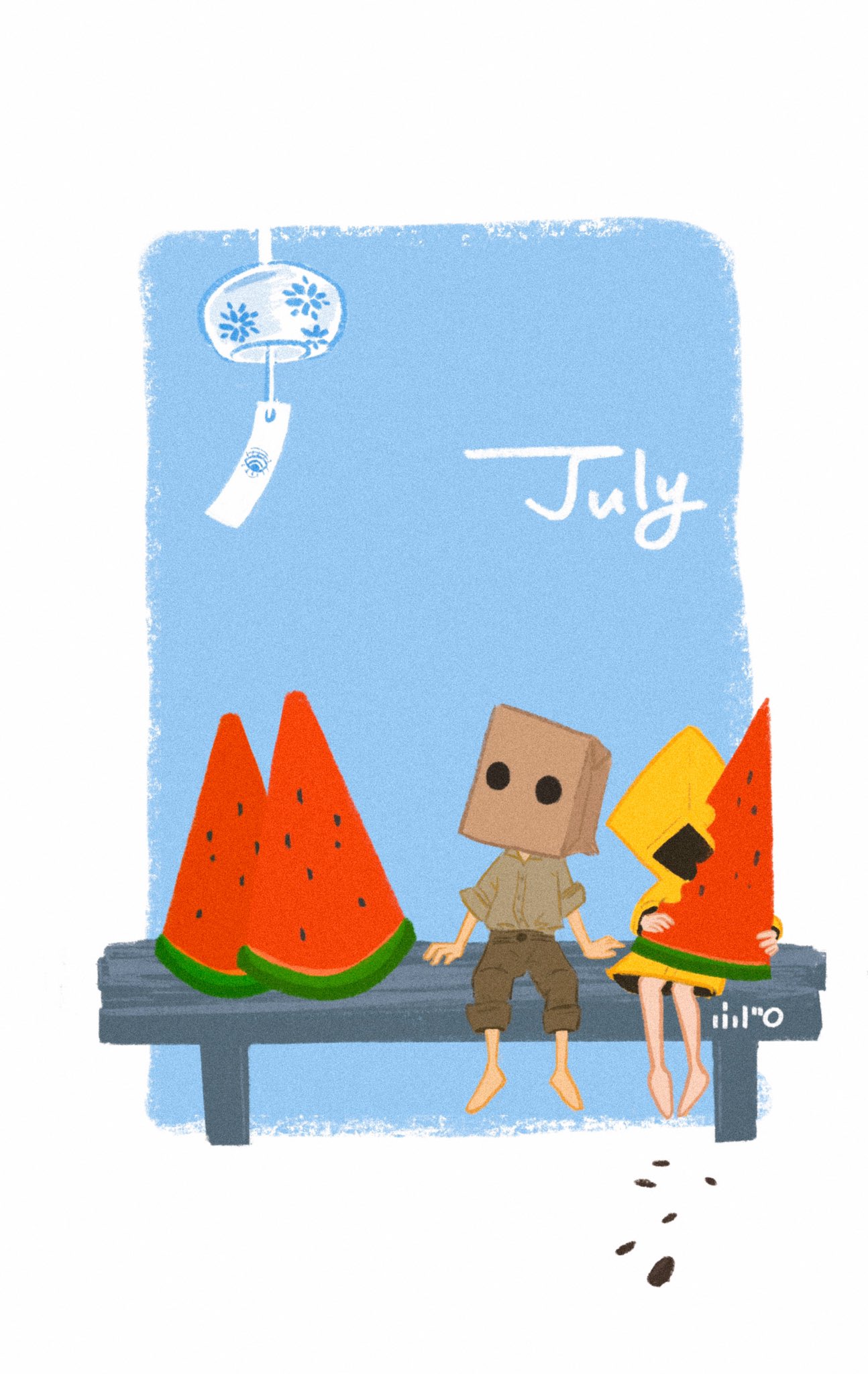 ふじまる Fujimaru I Was Trying To Make A Wallpaper For My Phone But I Ended Up Just Doodles 日本の風物詩的な待ち受けカレンダーを作ろうとしたんだが 心折れた Littlenightmares リトルナイトメア T Co Situezg7jh