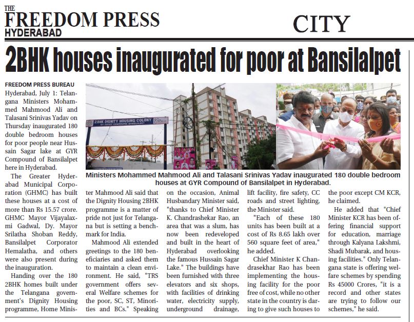heyimssm's tweet photo. 2BHK houses inaugurated for poor at Bansilalpet

Read full news article here: https://t.co/HiNxWLTvYI

@TelanganaCMO @mahmoodalitrs @YadavTalasani @GHMCOnline @GadwalvijayaTRS @MinisterKTR @KTRTRS @TSMAUDOnline @SrilathaMothe https://t.co/fhjAKIIBg4