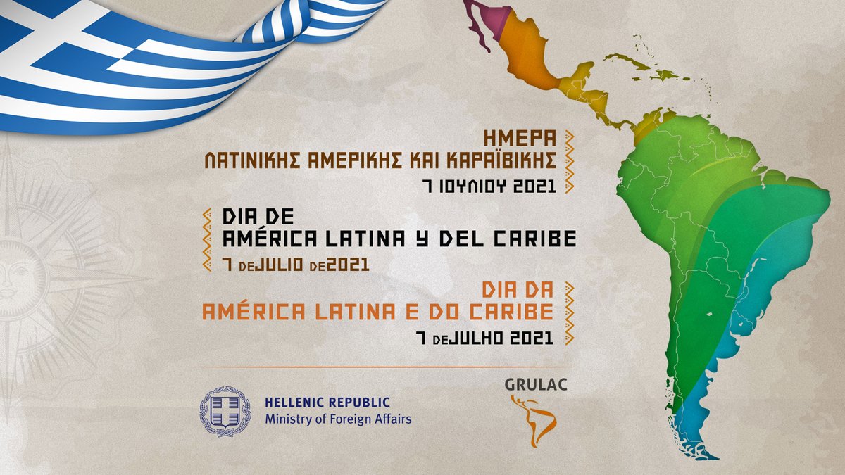 GreeceMFA's tweet photo. #ReserveAData: #DiaDaAméricaLatina 

@GreeceMFA &amp; os Embaixadores dos países da América Latina em #Atenas unem forças para celebrar e fortalecer os laços da #Grécia🇬🇷 com os nossos parceiros na #AméricaLatina e no Caribe
🇦🇬🇦🇷🇻🇪🇧🇷🇨🇺🇲🇽🇺🇾🇵🇦🇵🇪🇨🇱

📅7 / 7
📹YouTube https://t.co/rzNgJ5Kvix