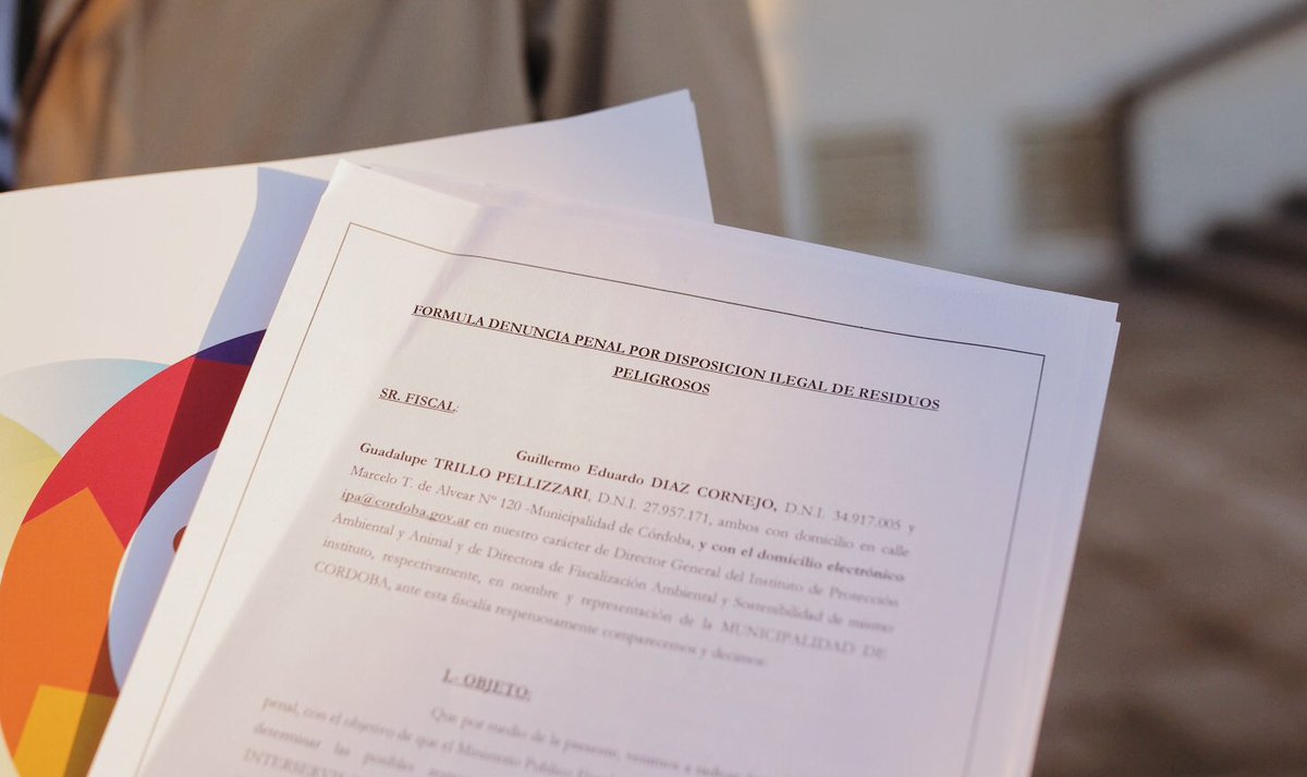 En el día fecha el Dr. <a href="/GDCArgentina/">Guille Díaz Cornejo 🇦🇷</a>, Dir. General del #IPA y la Dra. <a href="/guadalupetrillo/">Guadalupe Trillo</a>, la Dir. de Fiscalización Ambiental y Sostenibilidad presentaron la denuncia penal por presuntos vertidos ilegales de líquidos cloacales en el Río Suquía, a la altura del puente Gavier.

👇🏼