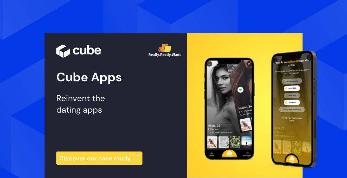 Really Really Want (RRW) is an innovative #dating app for people who are looking for a transparent and trustworthy dating experience. 
The Cube team has been proud to develop the RRW #ProgressiveWebApp with the #Low-Code technology <a href="/bubble/">Bubble</a>.

Read more ➡️ cubeapps.co/en/projects/re…
