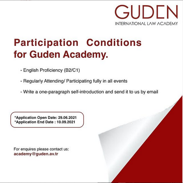 Konu: Guden International Law Academy

Düzenleyen: Guden International Law Academy

Son Başvuru Tarihi: 10.09.2021

İletişim: academy@guden.av.tr

#hukuktakvimin #uluslararası #hukuk