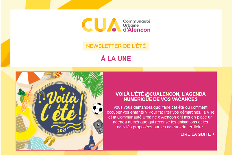 🌳 ⛱ ☀️ La newsletter de l'été de la Communauté Urbaine d'Alençon est en ligne !  

Au sommaire : L'agenda numérique de vos vacances, des animations à la station de trail,... et tout l'agenda des sorties estivales.

🔸🔸🔸 cu-alencon.fr/newsletters/le…