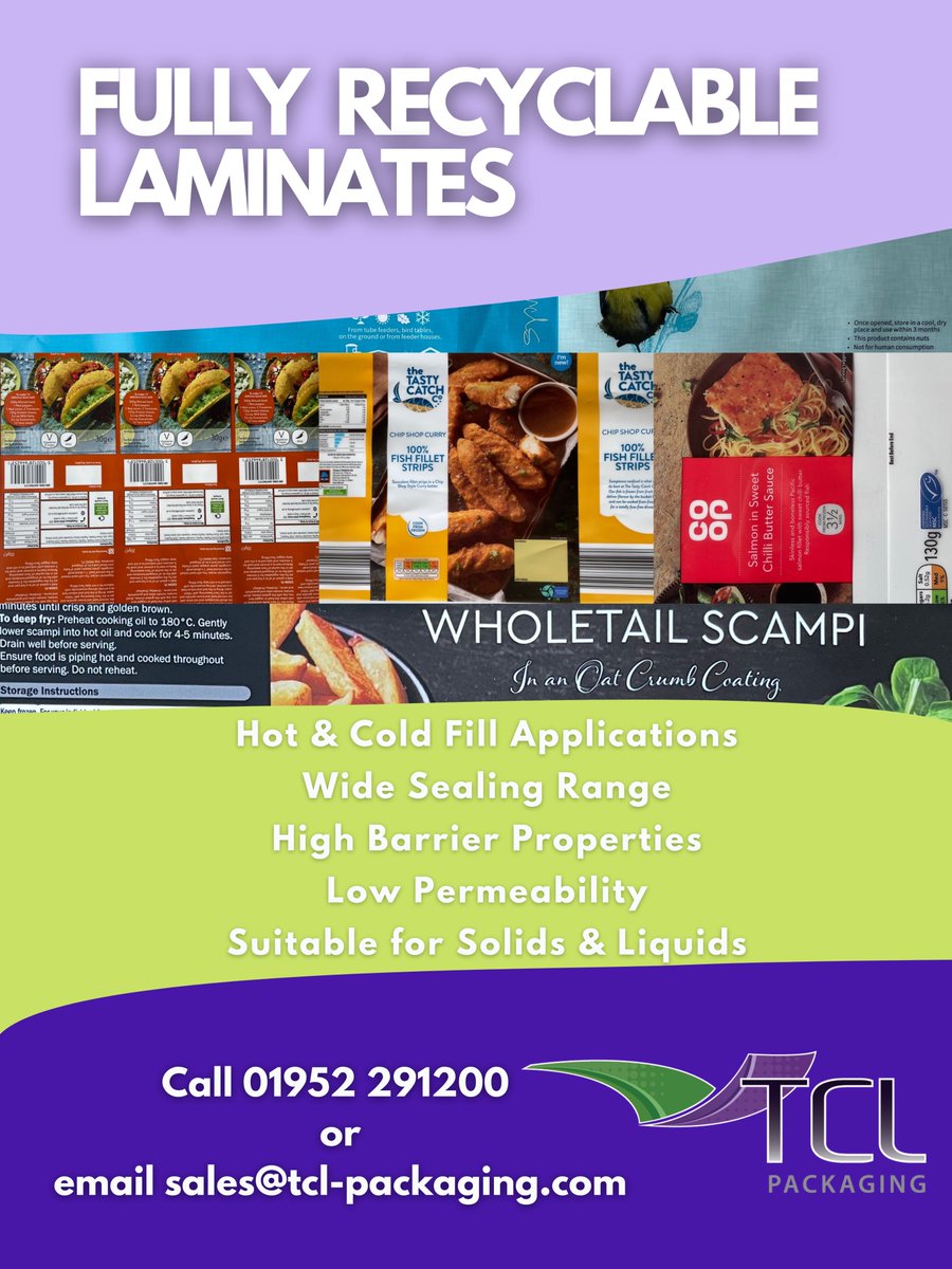 tclpackaging's tweet photo. Looking for Fully Recyclable Laminates?

TCL has the solution!

Call 01952 291200 or Email Sales@tcl-packaging.com for more information.

Your Creation, Our Innovation.

#packaging #innovation #creation #sustainability #SustainablePackaging #laminates #laminatefilm #barrierfilm https://t.co/uUJVng1eRf