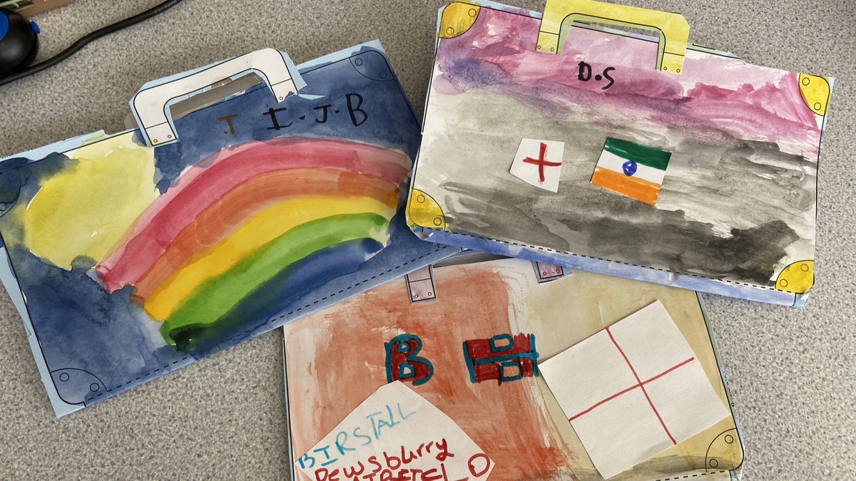 OldBankAcademy's tweet photo. We’ve loved creating our versions of Paddington’s suitcase in Cherry class this half term. The children loved making their own stickers to show the places that matter to them. Up next- packing! @BL_Learning #growingthroughlearning https://t.co/HF5fSasYZL