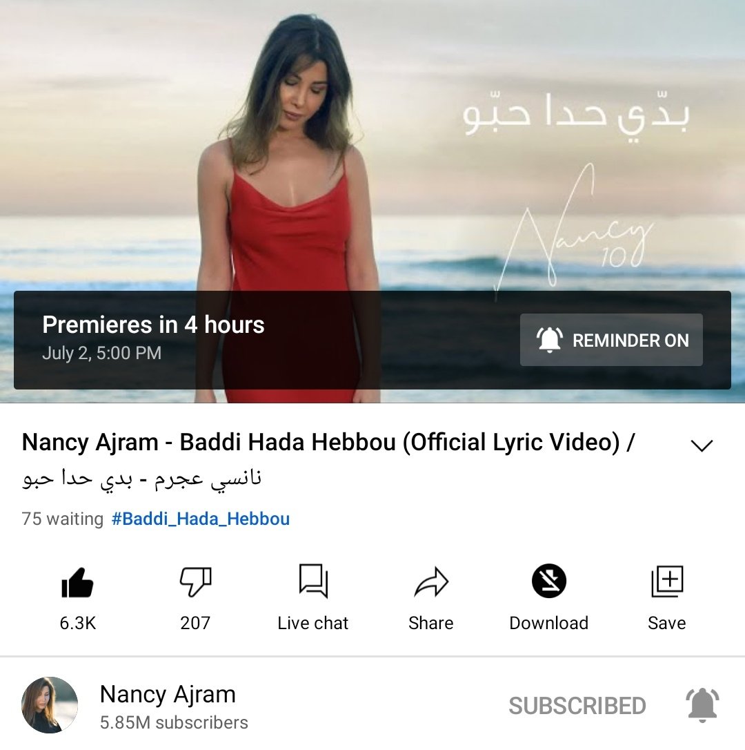 nancyajramsoul's tweet photo. 4 More Hours Left For The Release Of #Baddi_Hada_Hebbou 😍🎶Who's Excited?! 🎬🖤 @NancyAjram #NancyAjram #Nancy10 #NancyIsComing https://t.co/MJZGaz7YdV