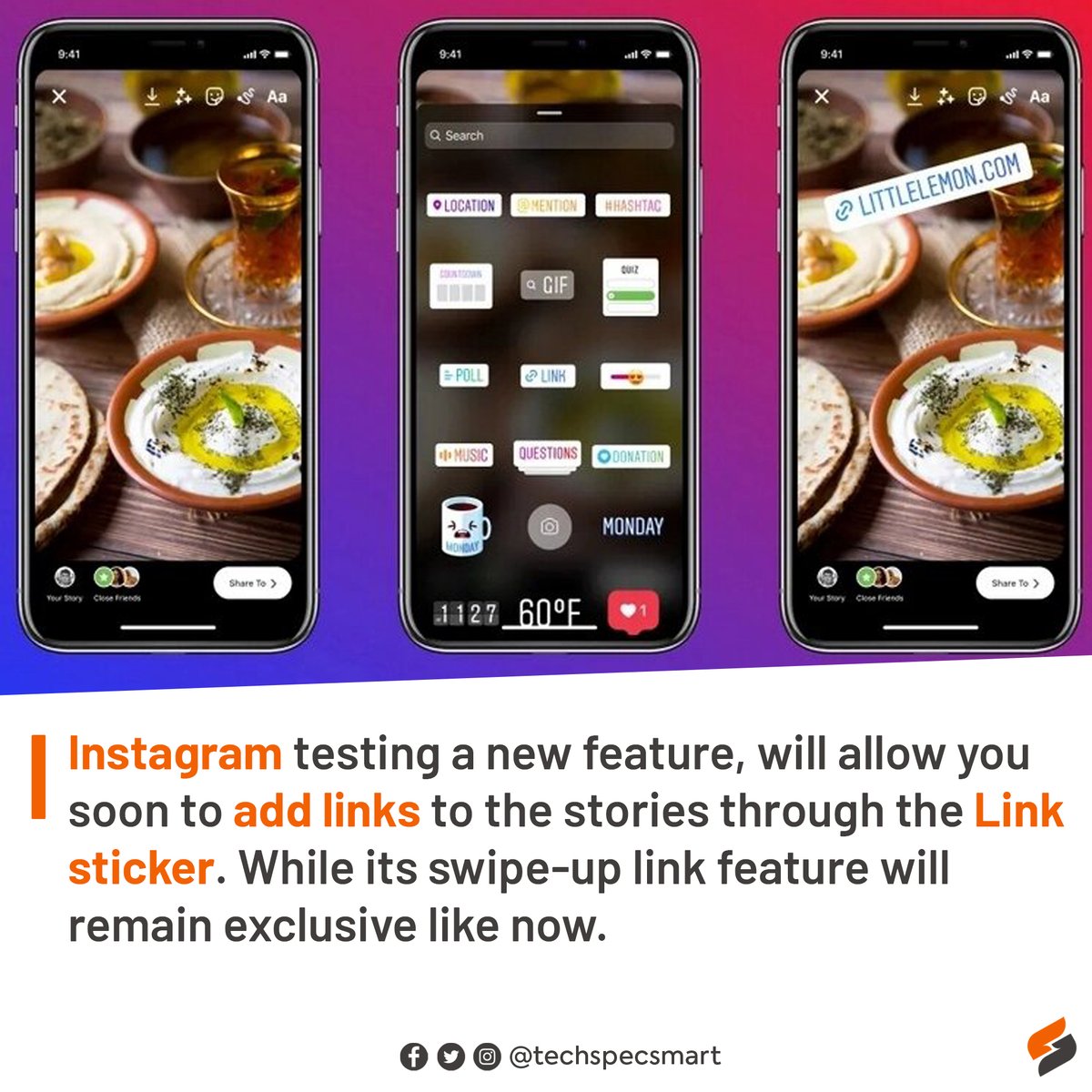 techspecsmart's tweet image. Instagram new link sticker feature, roll out soon for all... 🔥🔥🔥

🔗Site: techspecsmart.com

#Instagram #linksticker #newfeature