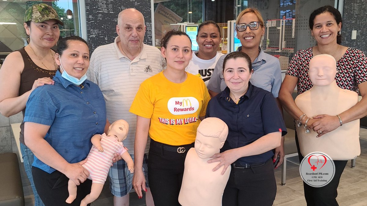 reardoncpr's tweet photo. Thanks to the crew @McDonalds Norwood for having me back again for required #chokesaver training. They are ready to provide their customers with the #Heimlich maneuver when an emergency strikes! #cprsaveslives #Training #foodservice #food #restaurant #Foodie https://t.co/4Xu3l5Jrov