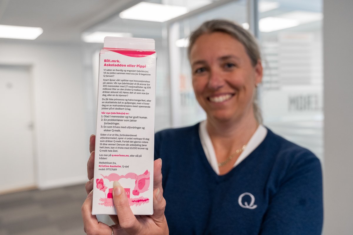 Verdens første stillingsutlysning på en melkekartong 🌎💡 Det er ganske QULT! Er du, eller noen du kjenner vår neste fabrikksjef på Jæren? Kanskje du finner drømmejobben i ditt eget kjøleskap i sommer 🥛 

q-meieriene.no/nyheter/verden…