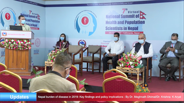 @Kriessh from @MEOR_NHSP3 presenting the #NepalBurdenofDisease2019 / #NBoD2019 findings at the 7th virtual National Summit of Health and Population Scientists in #Nepal @abtassociates  
@UKinNepal @mohpnep #NepalHealthResearchCouncil