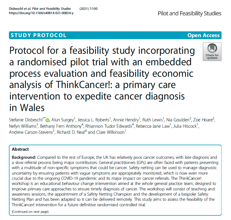 📢 Informative reading material on #Cancer #Research happening in #Wales. Deunydd darllen addysgiadol ar #Ymchwil #Canser yn digwydd yng #Nghymru.

Find out more here/ Darganfyddwch fwy yma: 
…tfeasibilitystudies.biomedcentral.com/articles/10.11…