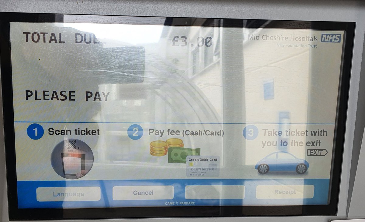 CW_Dingle's tweet photo. #leightonhospital #cheshire £3 for 30mins fine if went to hospital funding, can live with such #ripoff charges if was to betterment of hospital, but told me it does not go to hospital. https://t.co/mu7zXZwwRP