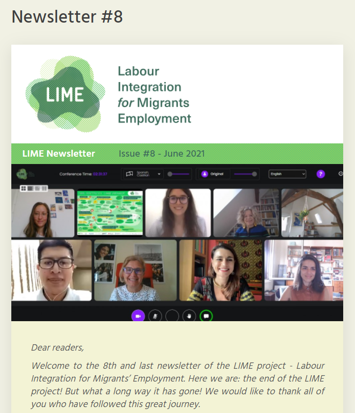 #LIMEproject 🅽🅴🆆🆂🅻🅴🆃🆃🅴🆁 n°8 is out🤩

What?
🟢The last news of the project
🟢The next steps: comic, EU recommendation paper
🟢How to build the capacity of mentors in supporting refugees in their integration process 
🟢&amp; much more!

👉bit.ly/3Ak0NCn in 🇮🇹🇪🇸🇬🇧