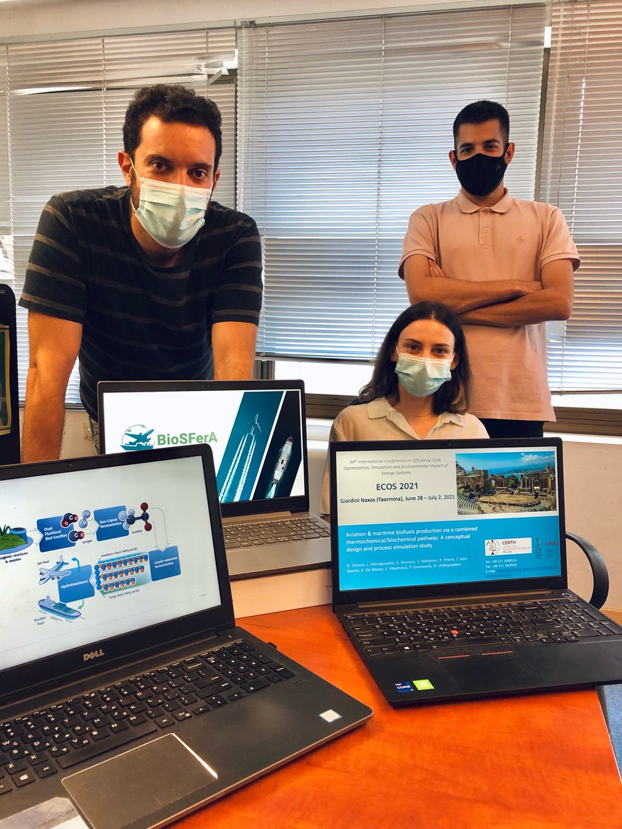 BiosferaProject's tweet photo. Well done @CERTHellas team for successfully presenting the paper ‘Aviation &amp; maritime #biofuels production via a combined #thermochemical/#biochemical pathway: A conceptual design and process simulation study’, during #ECOS2021 conference. @VTTFinland @CARTIFCT 
@BioBaseEuropeP https://t.co/s0QrOJTWdf