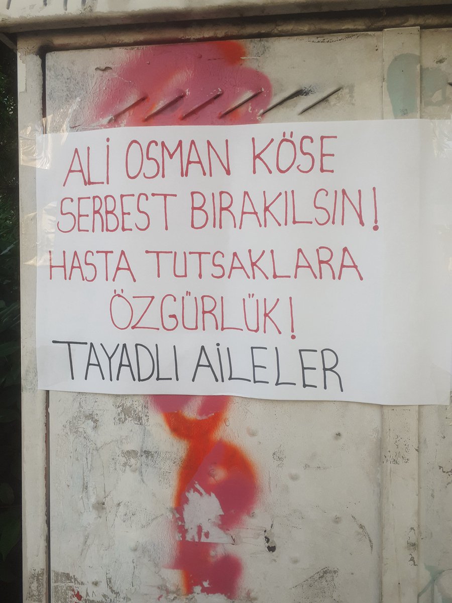 2-Tayad'lı Aileler 1 Temmuz tarihinde Devrimci Hasta Tutsak Ali Osman Köse'nin serbest bırakılması için Çayan Mahallesinde 10 adet duvar gazetesi astı