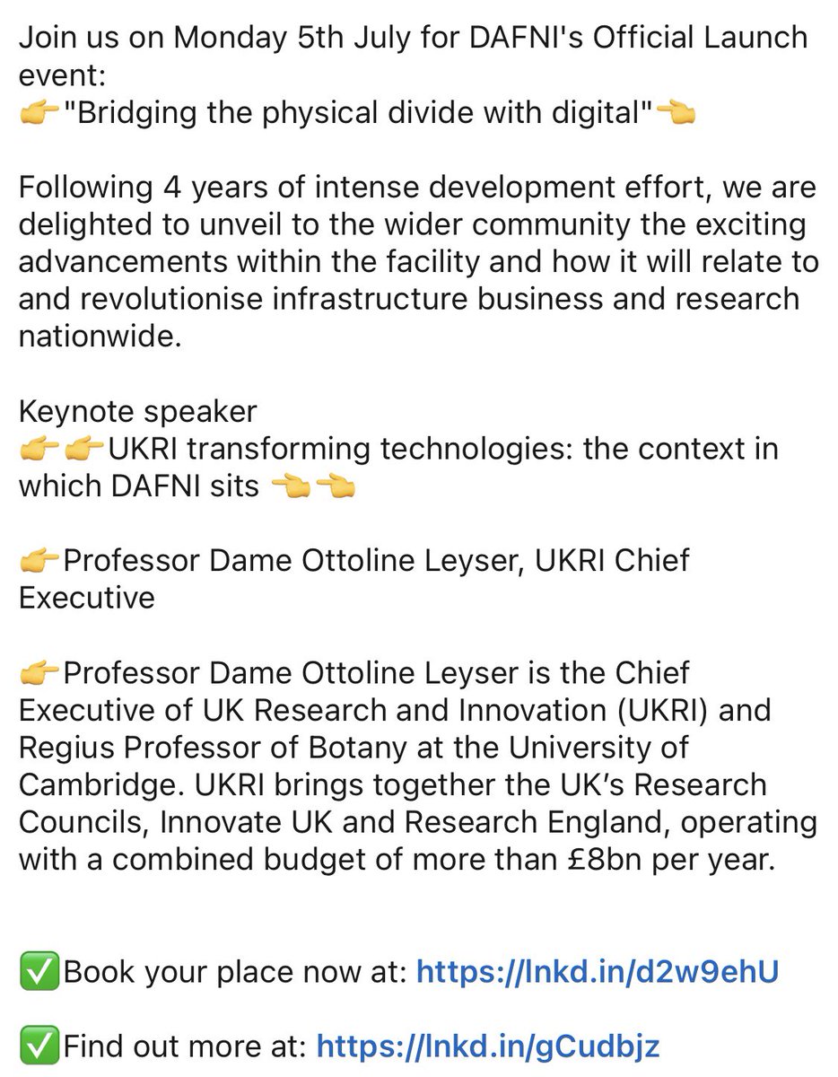 DAFNIfacility's tweet photo. Join us on Monday 5th July for DAFNI's Official Launch event:
👉"Bridging the physical divide with digital"👈 ✅Find out more at: https://t.co/KWaBKkwSjD #infrastructuremodelling #infrastructuredata #urbanobservatories #realtimedata #visualisations https://t.co/1B60miUROz