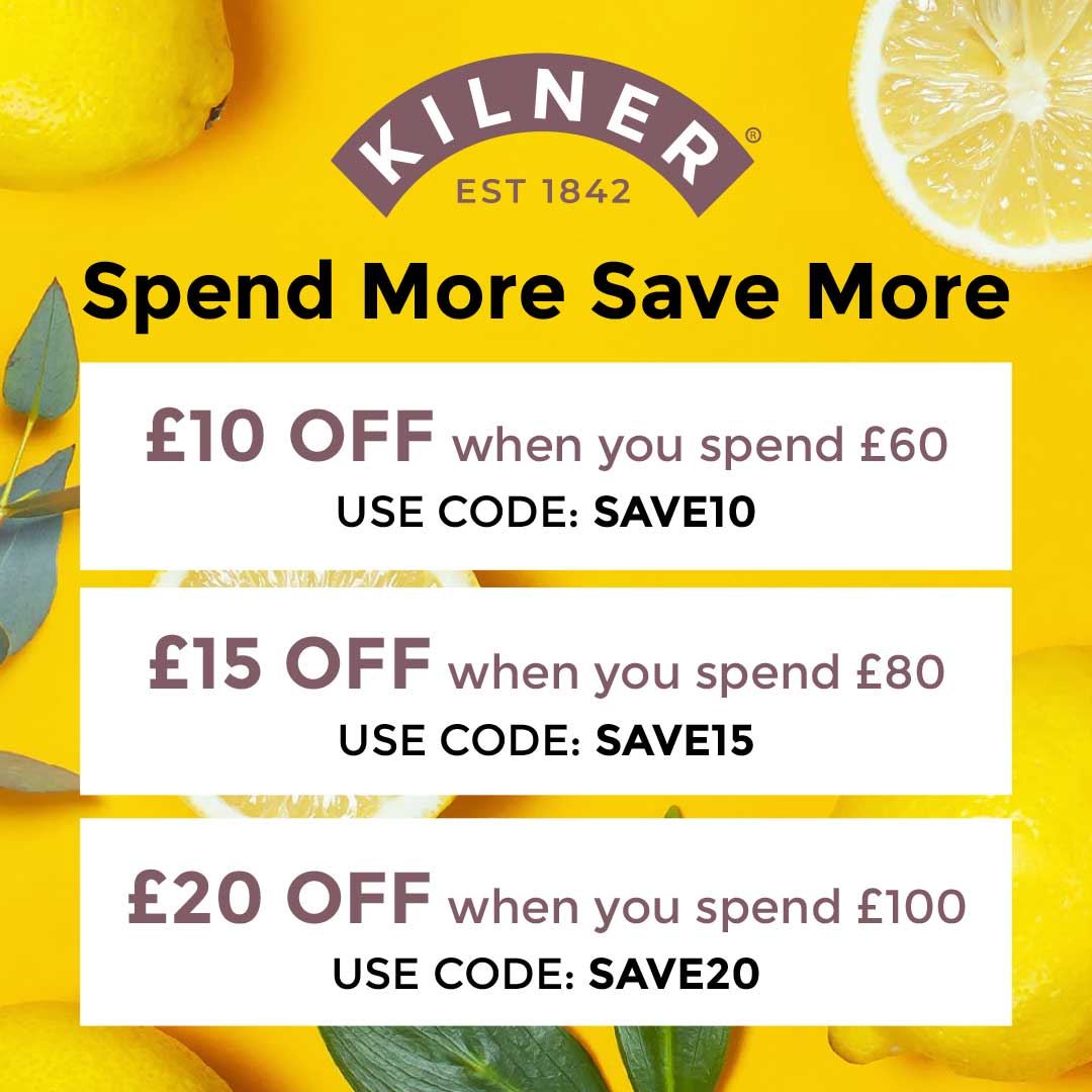 Our Spend More Save More summer promotion is now live! Take up to £20 off your order until Monday 2nd August. 

SHOP NOW: kilnerjar.co.uk/products/

£10 OFF when you spend £60 use code SAVE10
£15 OFF when you spend £80 use code SAVE15
£20 OFF when you spend £100 use code SAVE20