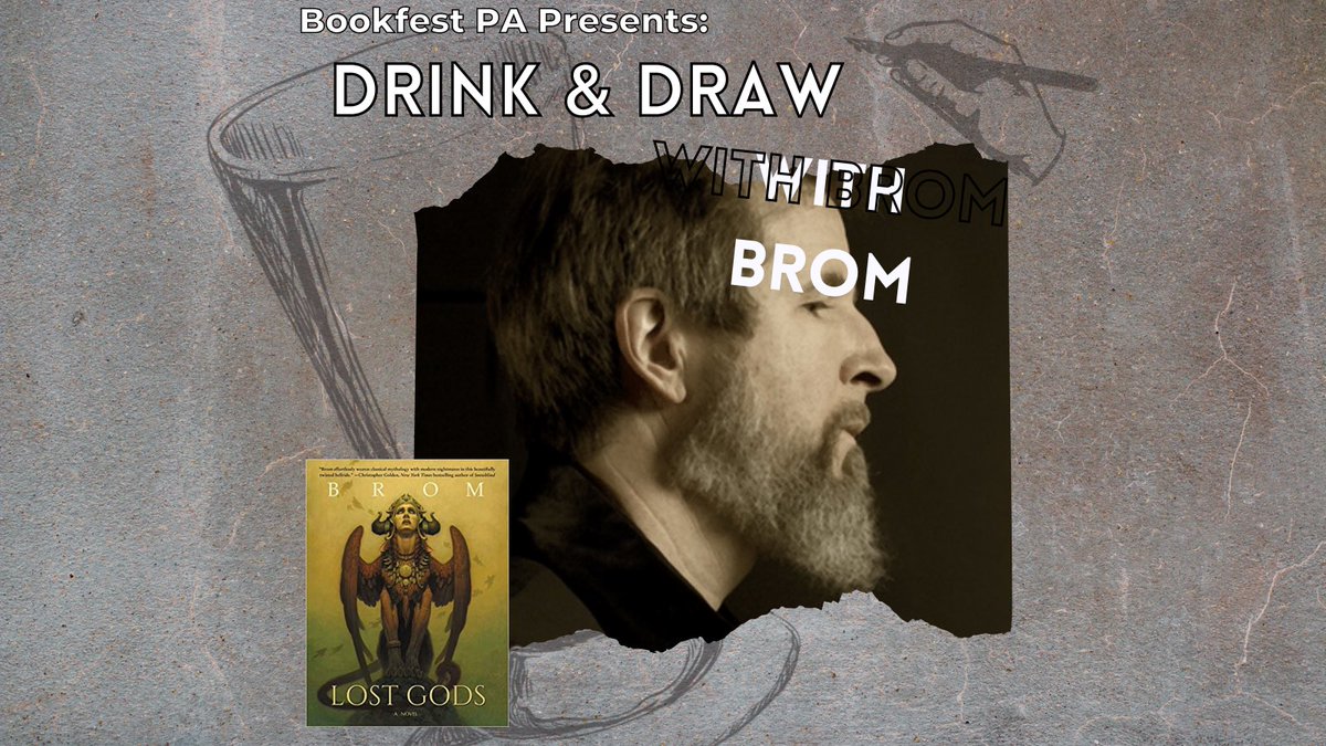 SchlowLibrary's tweet photo. Tabletop game artist/novelist #Brom joins the #BookFestPA fun Thursday at 8pm for VIRTUAL geekery from #DungeonsAndDragons’ #DarkSun to #Plucker to his forthcoming #Slewfoot, all with a side of drinks (BYOD😉). Visit https://t.co/ty2zJAoTLx for details + registration. @GeraldBrom https://t.co/FC7ACQwJS0