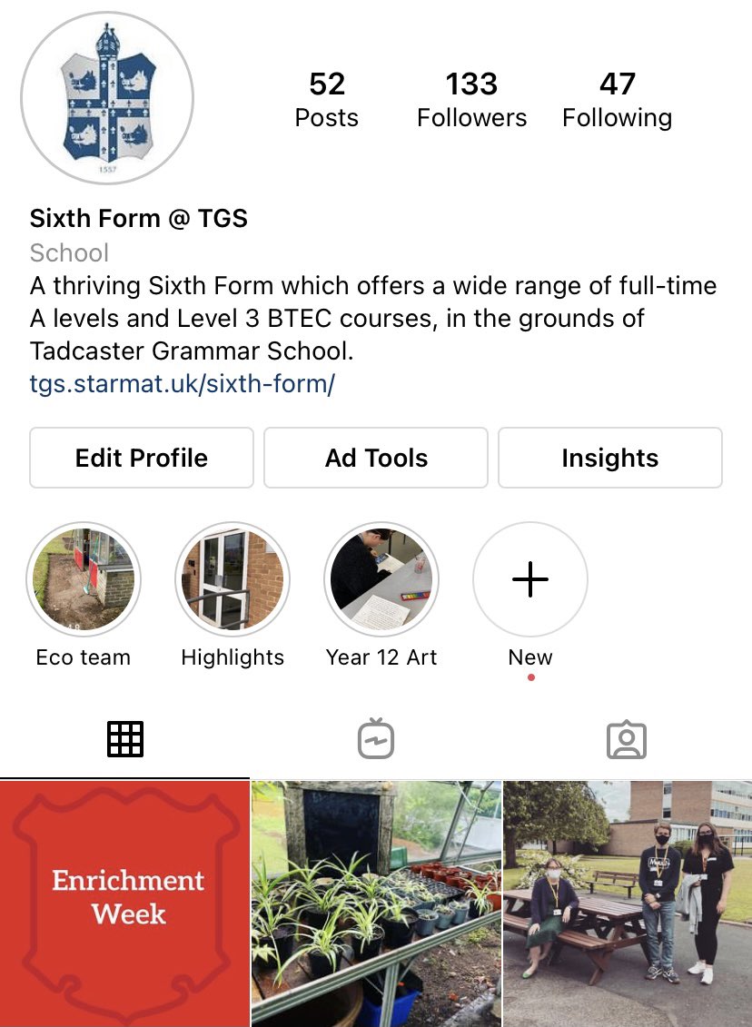 StudentLeadTGS's tweet photo. For all of those students heading into our Sixth Form in September, this is our Sixth Form Instagram account #sixthform #instagram #tadcaster @TgsTadcaster https://t.co/6voVzwb9xK