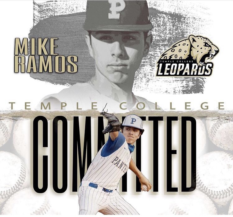 Congratulations to Mike Ramos on his commitment to Temple College!  What a tremendous year he had this past season and looking forward to seeing him at the next level next year!  Go PANTHERS!