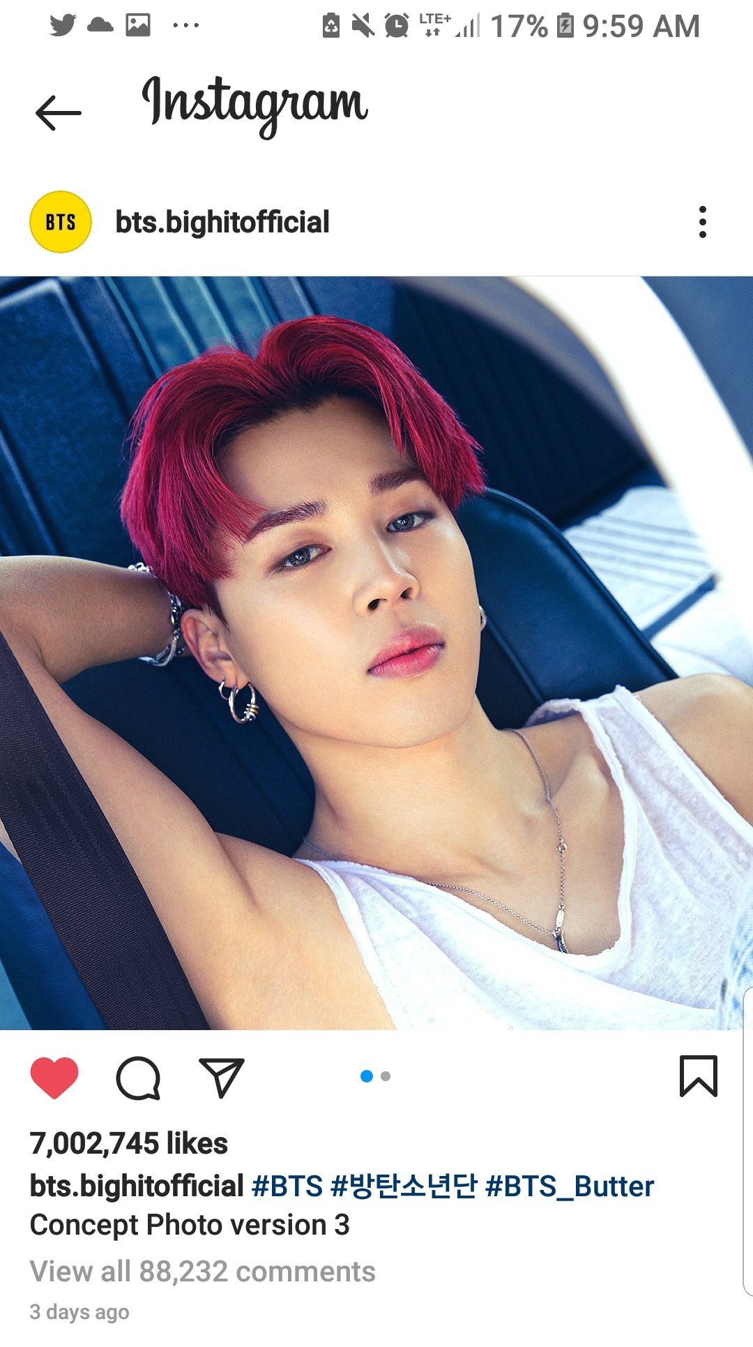 Jimin Dataᵛⁱᵇᵉ Vibe 01 13 Jimin Bts Butter Teaser Photo 1 Has Surpassed 7 Million Likes On Instagram Jimin Is Now The First And Only Korean Male Act To Have 3 Individual
