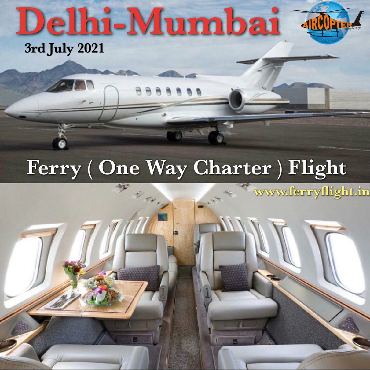 AircopterPvtLtd's tweet image. Ferry Empty Sector One Way flight Air Charter Services
Bookings : ferryflights.in
#MidSizeJet
#travel #tourism #News  #Mumbai #Delhi #Bollywood #Hollywood #aviation #Ahmedabad #Jaipur
#Pune #Bengaluru #Chennai #flightaware #covaxine #vaccine #luxury #bitcoin #billionaire