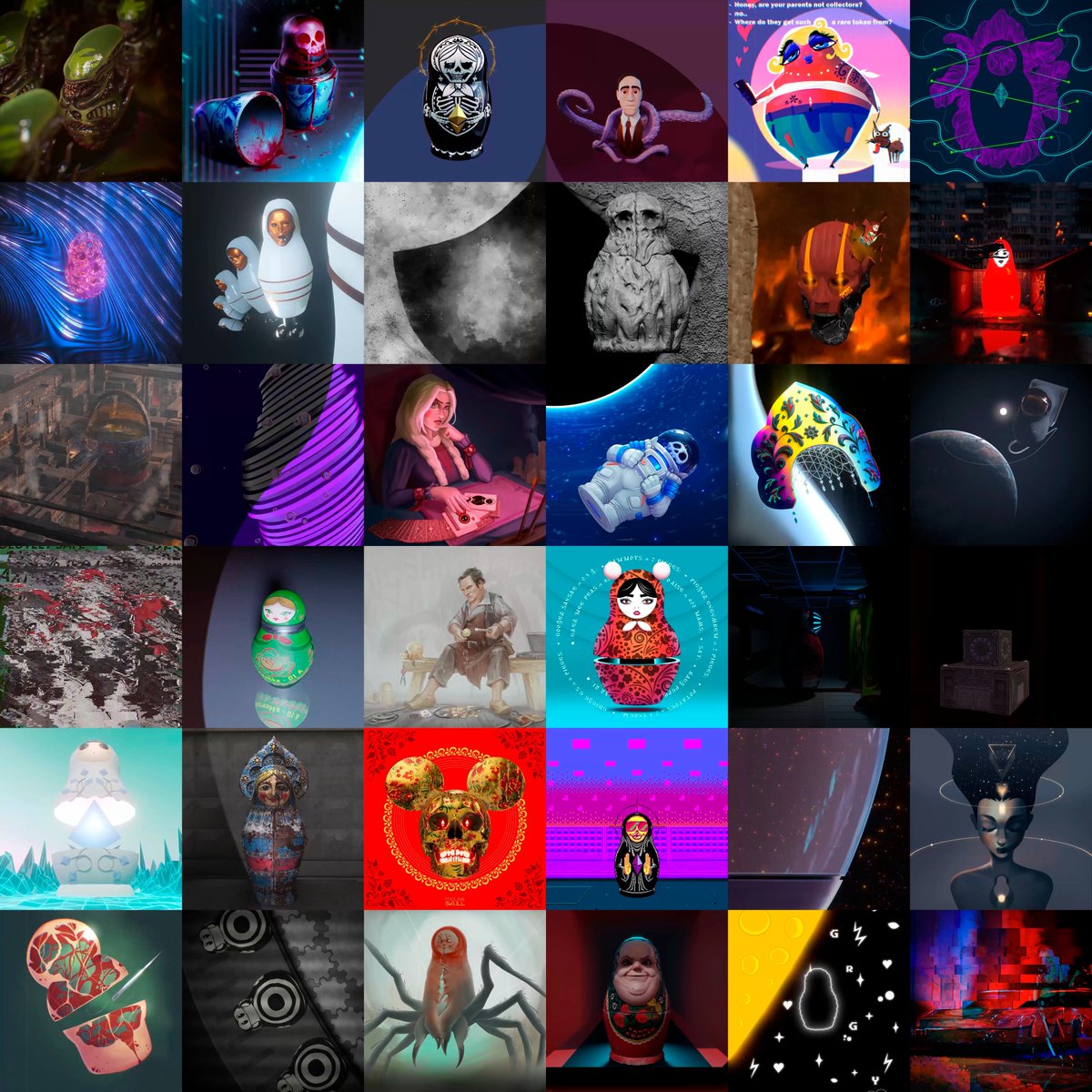 Joe_495's tweet photo. Hey, guys! 

I have taken part in the Invasion of Matryoshka dolls | NFT Collaboration of 36 artists. 

Guess where is my work? 
https://t.co/pWf3N7Lhji

#hellbrushcollab #NFT #NFTs #nftcollector #NFTartist #NFTartist #cryptoart 
@KnownOrigin_io https://t.co/8oAsrlbBaF
