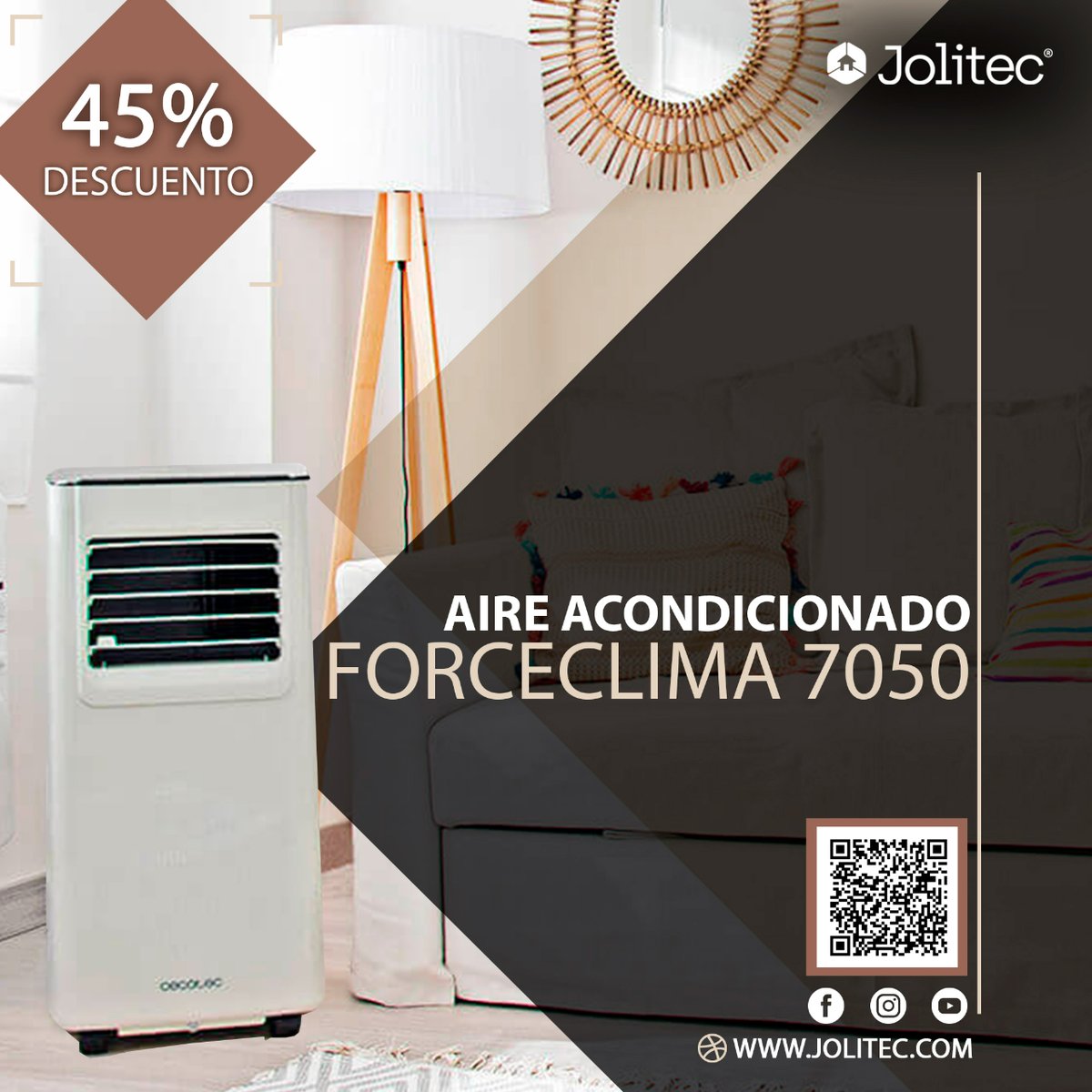 Jolitec1's tweet photo. 🔴¡El calor ya está aquí!

Consigue el mejor clima para tu hogar 🤗 con el Aire Acondicionado ForceSilence Clima 7050 portátil 3 en 1: refrigera, ventila y deshumidifica, con 2 velocidades, programable 24 horas y un gran flujo de aire fresco.👇
https://t.co/B3ffmelfO3 https://t.co/mTlB9oo1c0